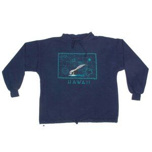 New Vintage 90's DALLAS ALICE Hawaii Blue Sweatshirt Drawstring Neck XL NWT /709